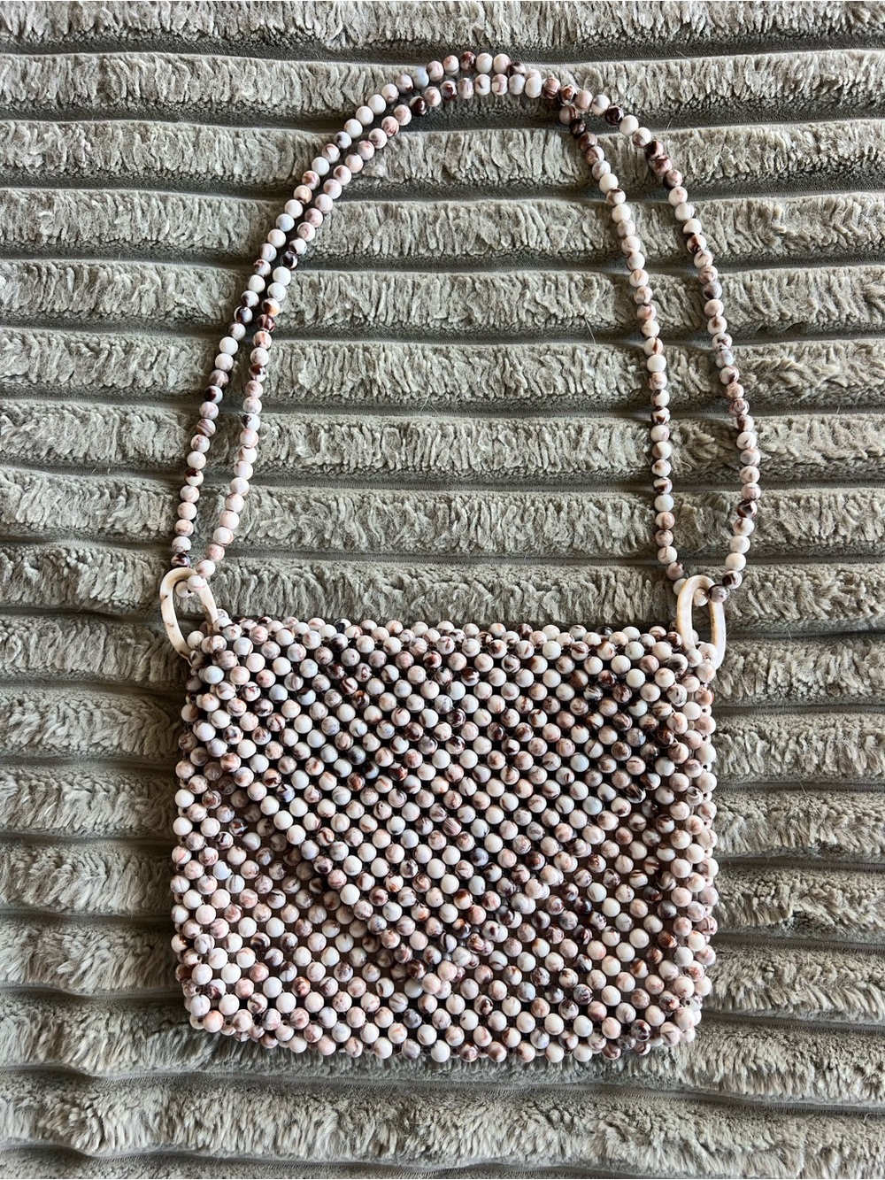 Rachel Ashwell Marbled Glass Beaded Shoulder Bag Neutral Like New